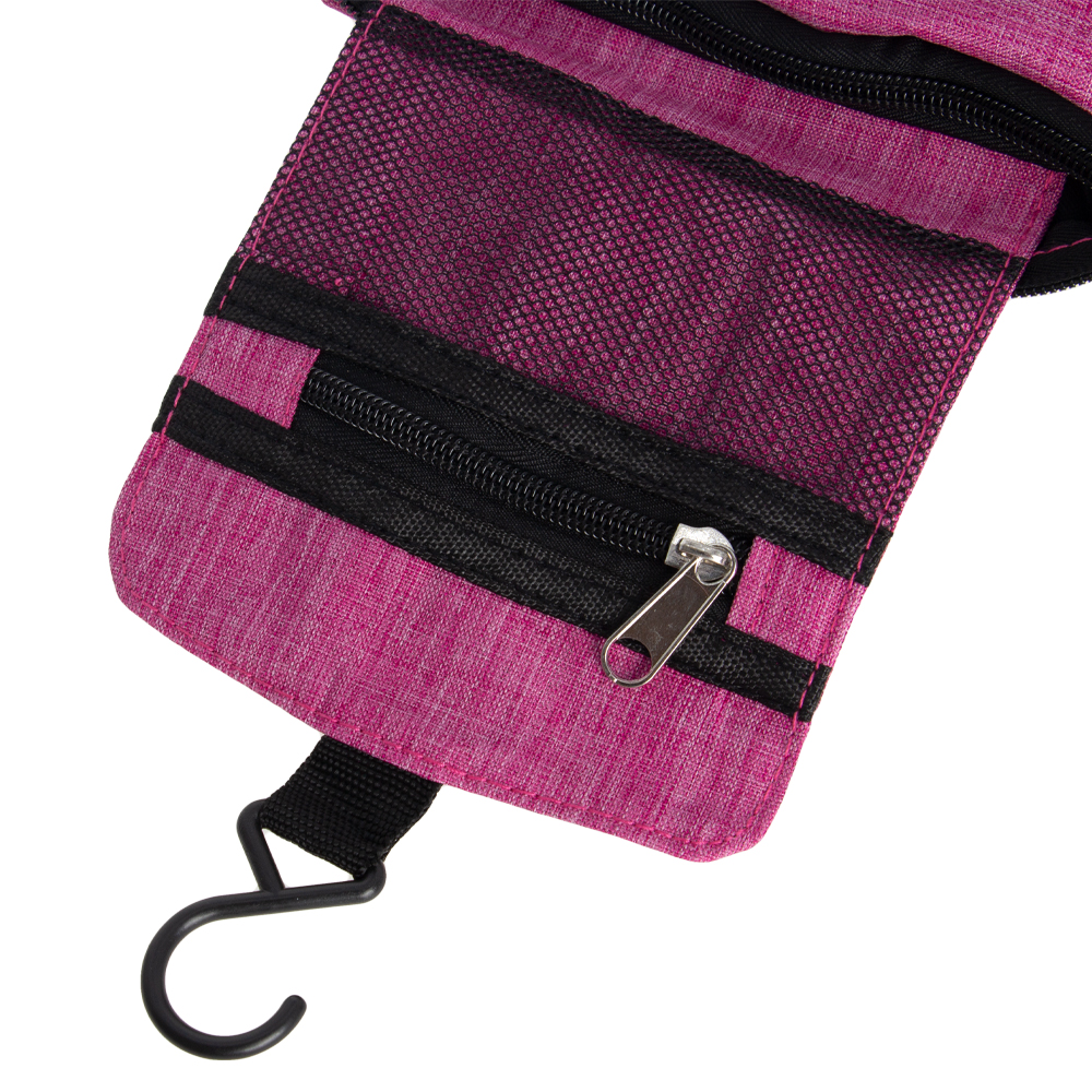 Pink Polyester Toiletries Bag With 3 Compartments BTL261119PK