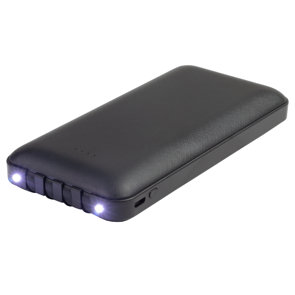 Powerline 10000mAh Fast Charging Powerbank With 4 Build In Cable & 2 LED Torch Light F21215