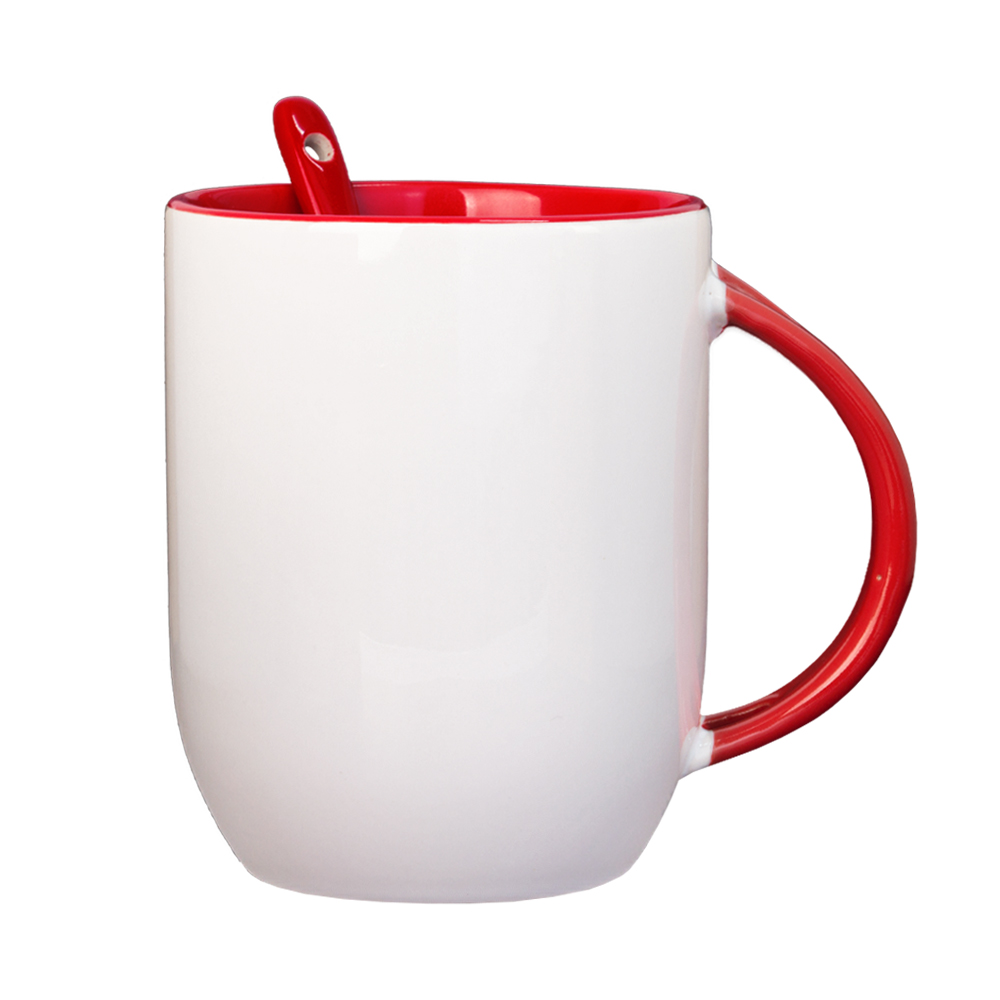 Red Ceramic Mug With Spoon M771818RD