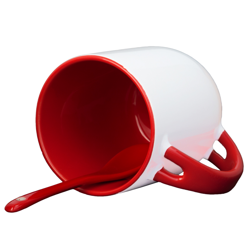 Red Ceramic Mug With Spoon M771818RD