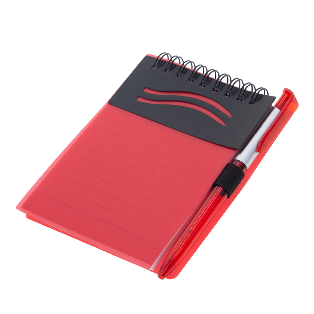 Red Plastic Notebook With Pen NB481015RD