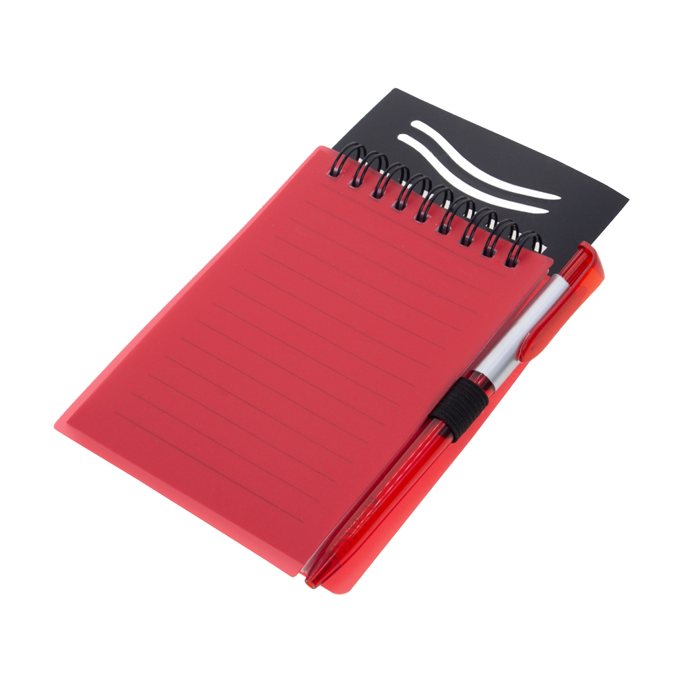 Red Plastic Notebook With Pen NB481015RD