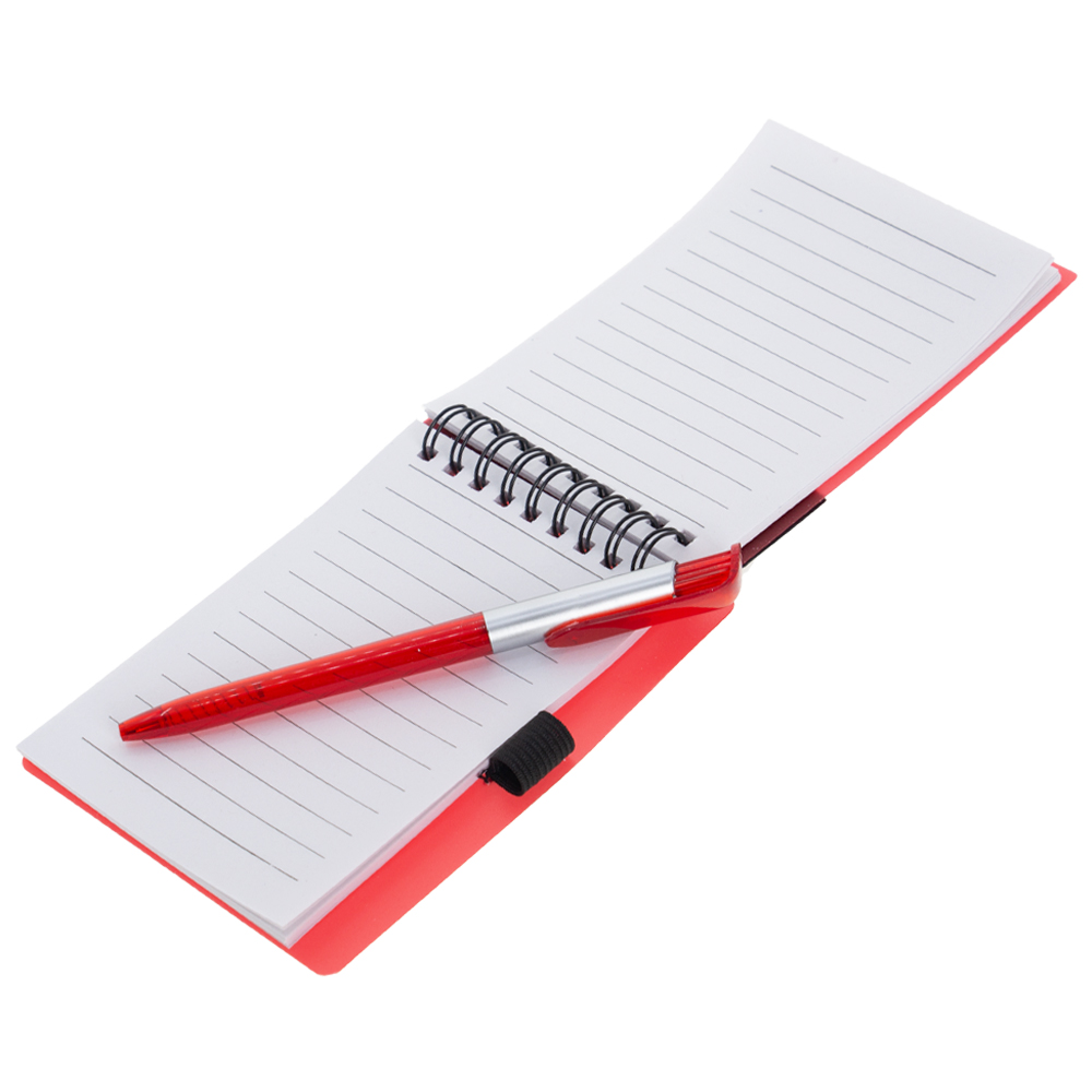 Red Plastic Notebook With Pen NB481015RD