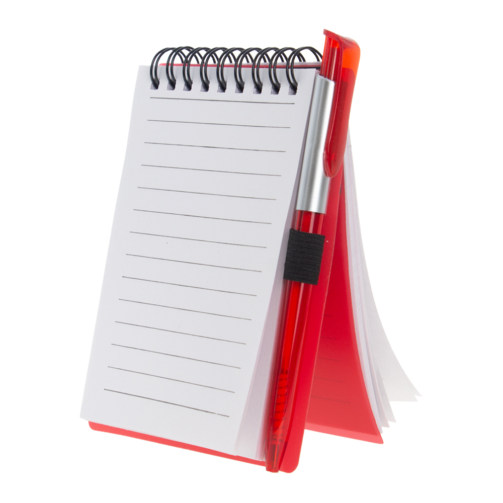 Red Plastic Notebook With Pen NB481015RD