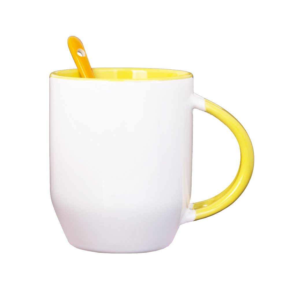 Yellow Ceramic Mug With Spoon M771818YLW