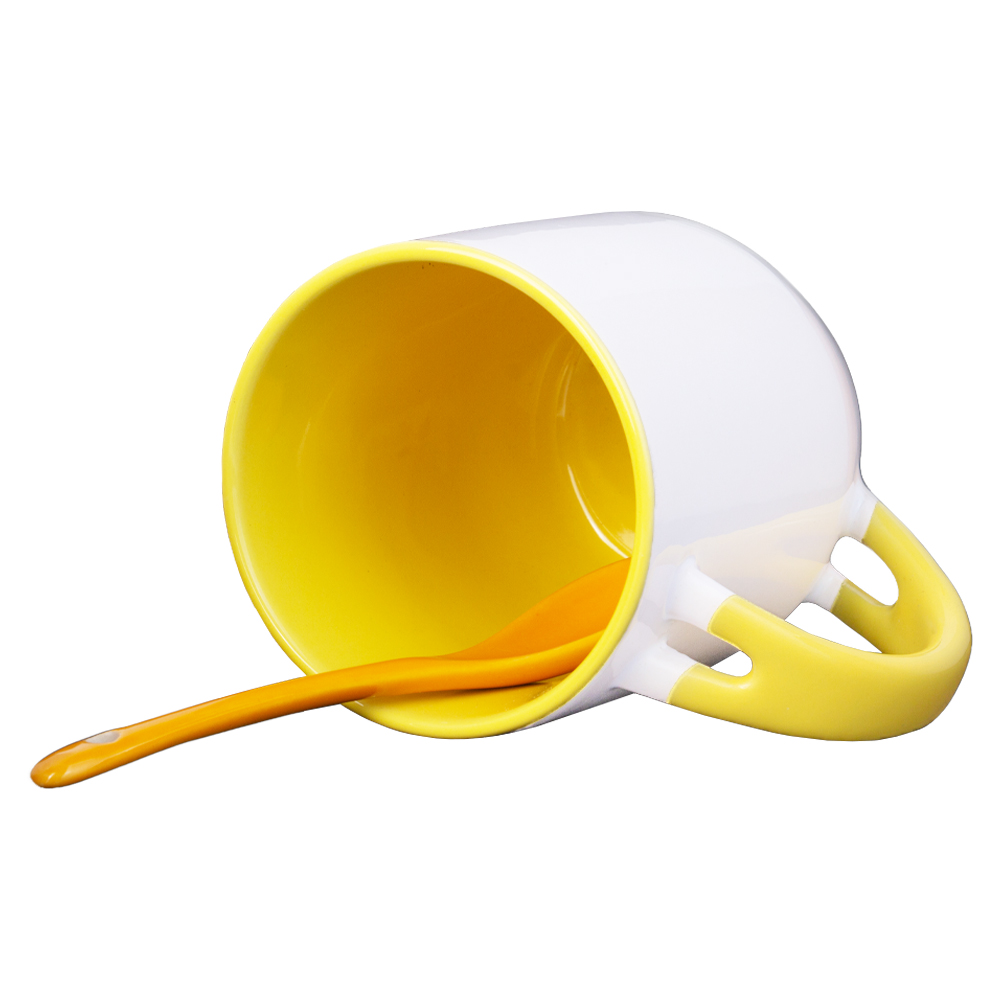 Yellow Ceramic Mug With Spoon M771818YLW